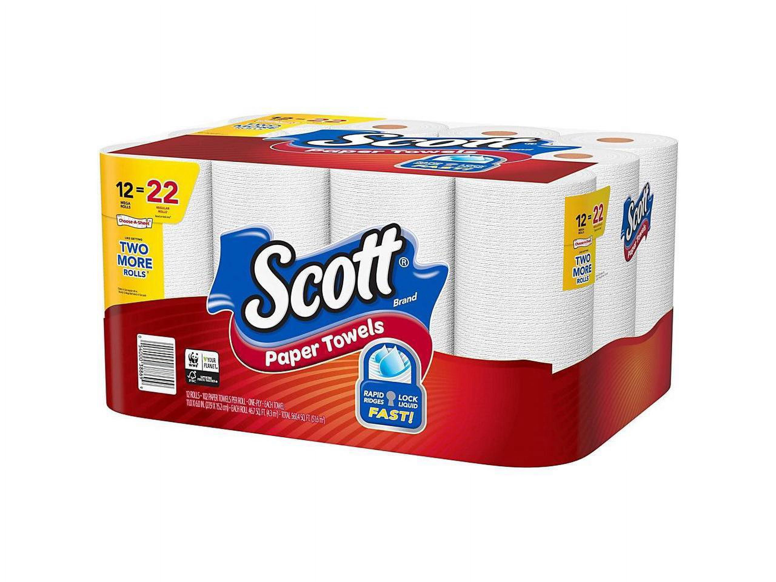 Scott Choose-a-Sheet Paper Towels, 12 Mega Rolls, 102 Sheets per Roll (1,224 Total)