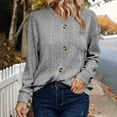 thumbnail image 2 of qucoqpe Women's Casual Button Up Knitted Sweaters Tops Cozy Long Sleeve V-neck Pullover Blouse, 2 of 5