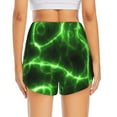 thumbnail image 4 of Uemuo Green Lightning Pattern Women's Athletic Shorts High Waisted Running Shorts with Liner Pockets Gym Elastic Workout Shorts-Large, 4 of 9