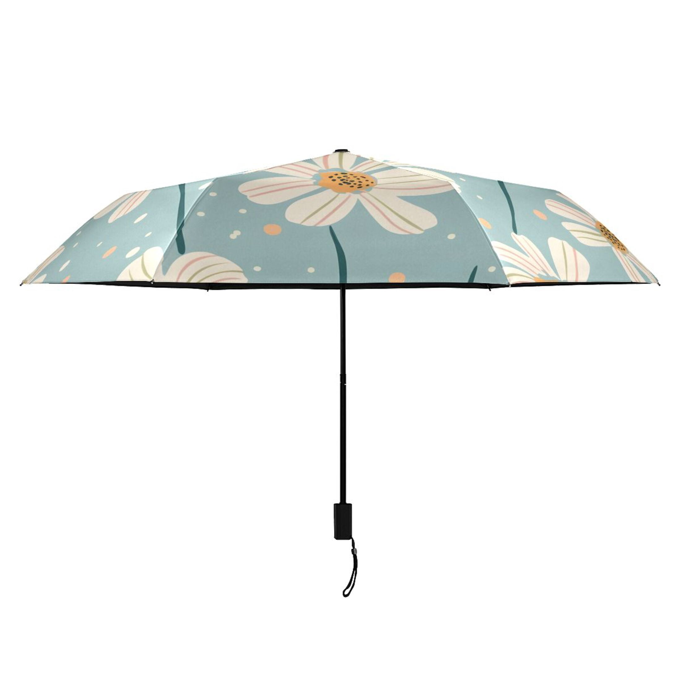Daisy Chrysanthemum Flower Compact Sun Umbrella Windproof Travel Umbrellas for Rain Strong Portable UV Protection