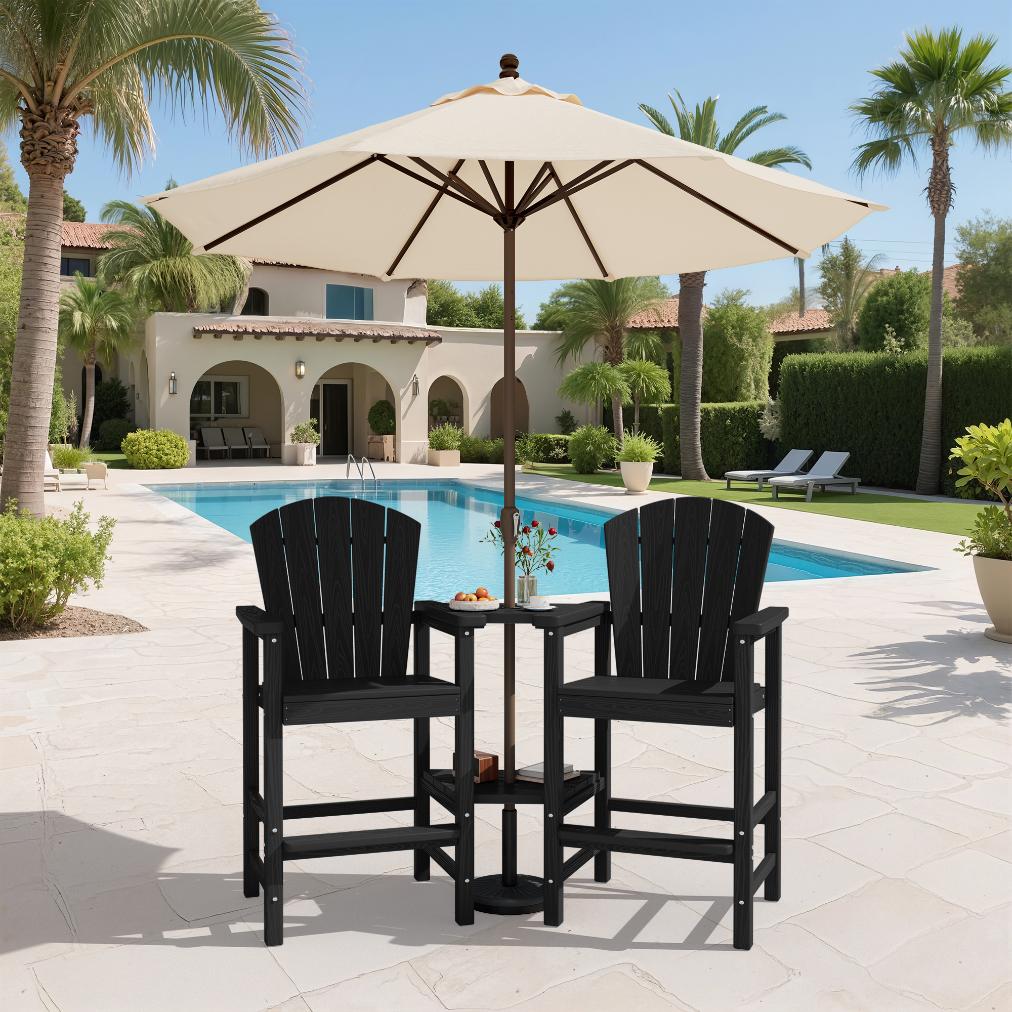 Serwall Tall Adirondack Chairs Set of 2, Black photo 8