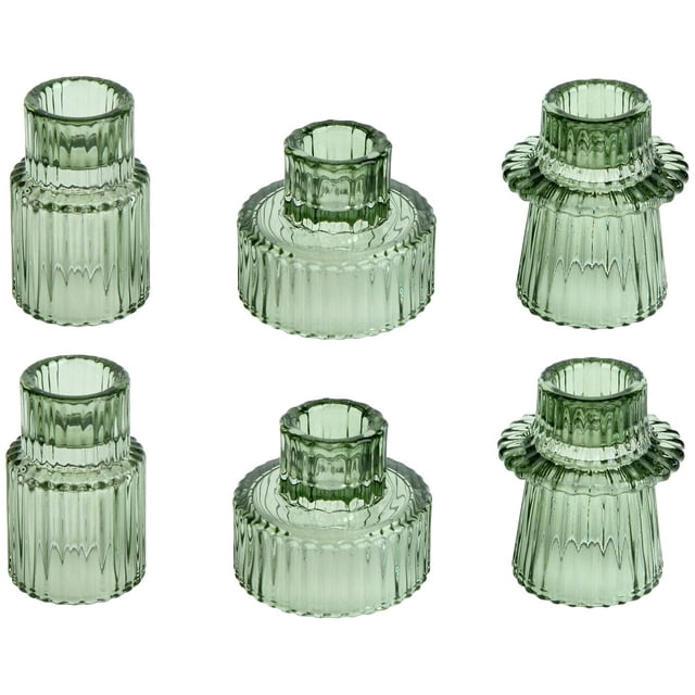 Portavelas Vixdonos de cristal cónico, color verde (6 unidades)