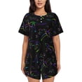 thumbnail image 1 of Balery Dinosaur Conjunto de Pijama para Mujer con Estampado, Dos Piezas de Manga Corta y Shorts, Ropa de Dormir Suave con Cuello Redondo y Bolsillos-Large, 1 of 6