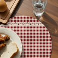 thumbnail image 3 of Country Star Plaid Round 15 Inch Placemats Set of 4, Retro Red American Farm Barn Berry HeatResistant Non Slip Place Mats for Dining Table, Wipeable Braided Kitchen Table Mats for Housewarming, 3 of 9
