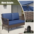 thumbnail image 6 of POTEBAN 4-Piece Wicker Outdoor Patio Conversation Set with Coffee Table, Brown Rattan Sofa Set for Balcony, Porch, Backyard, Blue, 6 of 9