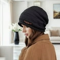 thumbnail image 3 of Grofry Lady Winter Hat Thick Knit Windproof Plush Lined Keep Warm Ear Elastic Baggy Cap Outdoor School Commuting Beanie, 3 of 8