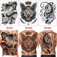 thumbnail image 2 of Super Big Full Back Covered Temporary Tattoos, 3 Pack Large Fake Realistic Tattoo Stickers for Adults Men Women, Scary Fierce Tiger Snake Serpent Desi, 2 of 4