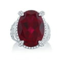 thumbnail image 2 of Sterling Silver with Large Oval Ruby and Natural White Topaz Halo Cocktail Ring, 2 of 3