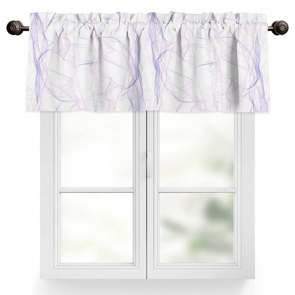 Abstract Purpler Valances for Windows, 42 x 18in, Gradient Marble Texture Rod Pocket Kitchen Valance Curtain Light Filtering Window Treatments for Living Room Bedroom, 1 Panel