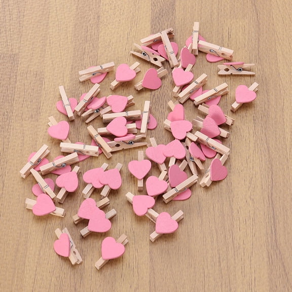 UNOMOR 100Pcs Unique Paper Clips Pink Wood Decoration Mini Clip for Christmas Tree Embellishment