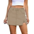 thumbnail image 3 of Ukumplol Jean Skorts for Woman Plus Size Jean Skirt with Shorts Skorts Bloomy Skorts Woman High Waisted Casual Stretchy Denim Skirt Side Split Skirts Jean Skirt for Women Khaki M, 3 of 5