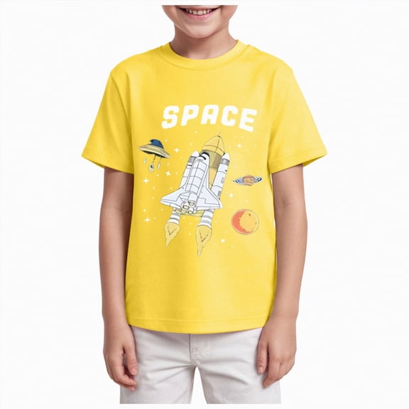 Duqingm Boys Clothes Boys Short Sleeve Graphic T-Shirt Yellow,9-10 Years