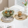 thumbnail image 2 of Acrylic Serving Tray Round Serving Platter with Handles Coffee Table Decor Dish Dessert Tray for Cutlery Kitchen Countertop, 2 of 8