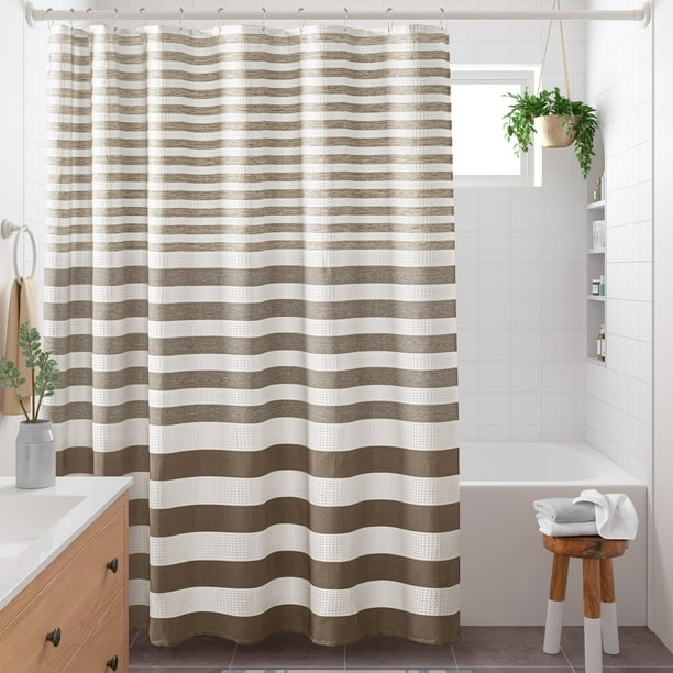 Cortina de ducha Madison Park Spa Waffle Weave Taupe Ombre