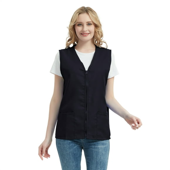 TOPTIE Adult Volunteer Activity Vest Supermarket Uniform Vests Clerk Workwear-Black-XL