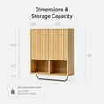 thumbnail image 2 of Fluted Wall Cabinet Set of 2, Wooden Bathroom Medicine Cabinet Storage with 2 Doors, Adjustable Shelf and Towels Bar, Modern Wall Mount Large Floating Cabinet for Kitchen Natural Oak, 2 of 14