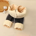 thumbnail image 3 of Fleece Lined Wool Pants for Kids Girl Boy Fall Winter Thermal Fuzzy Straight Leg Elastic Waist Plain Long Cuff Leg Pants Leggings Stockings Kid 2025, 3 of 5