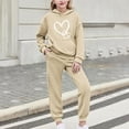 thumbnail image 3 of Cethrio Girls Outfit Sets, Warm Printed Fall Winter Long Sleeve Hoodies and Sweatpants Sets Beige Size 14-16, 3 of 5