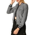 thumbnail image 4 of INSPIRE CHIC Blousons Bomber à Manches Longues pour Femmes à Col Montant, à Fermeture Éclair, avec Poches à Rabat, 4 of 7