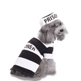 thumbnail image 2 of PJKOBMJ Halloween Fancy Prisoner Costumes for Dogs and Cats - Warm Clothing with Hood for Small and Medium Dogs (Black/White), 2 of 5