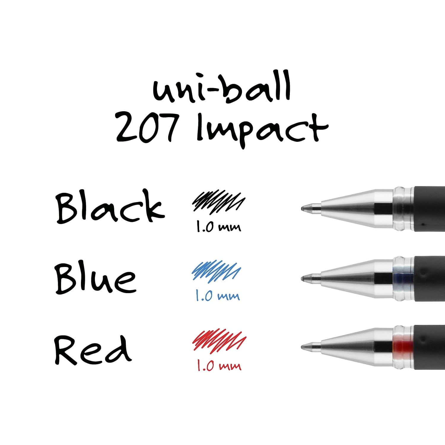 uni-ball 207 Impact Retractable Gel Pen, Bold 1mm, Blue Ink, Black/Blue  Barrel (65871)