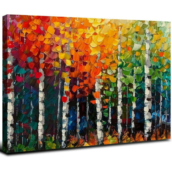 JRXY Colorful Tree of Life Painting Canvas Wall Art Big Tree Branches Picture Poster Prints for Living Room Home Decor Wrapped Ready to Hang 20x16inch