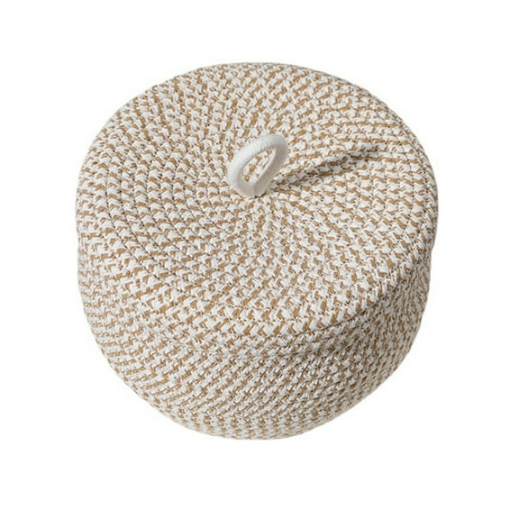 Round Baskets with Lid Hand-woven Cotton Rope Decorative Basket for Organizing Eggs Toy Baby Laundry Storage Baskets