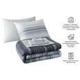 thumbnail image 4 of Mainstays 7-Piece Reversible Bed in a Bag Comforter Set with Sheets, Gray Stripe Ombre, Queen, 4 of 14