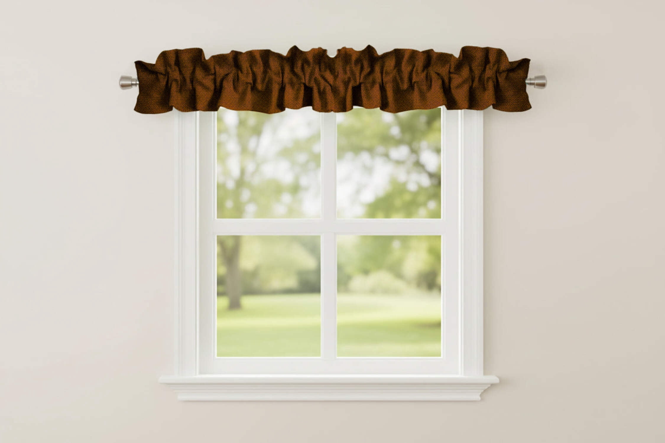 Faux Burlap Texture Curtain Sleeve Topper Window Treatment with Bottom and Top Ruffle