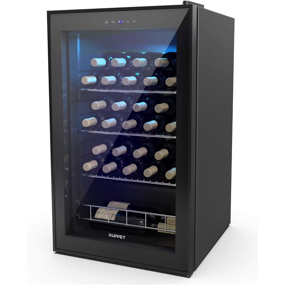 KUPPET 27 Bottles Wine Cooler, Compressor Freestanding Chiller