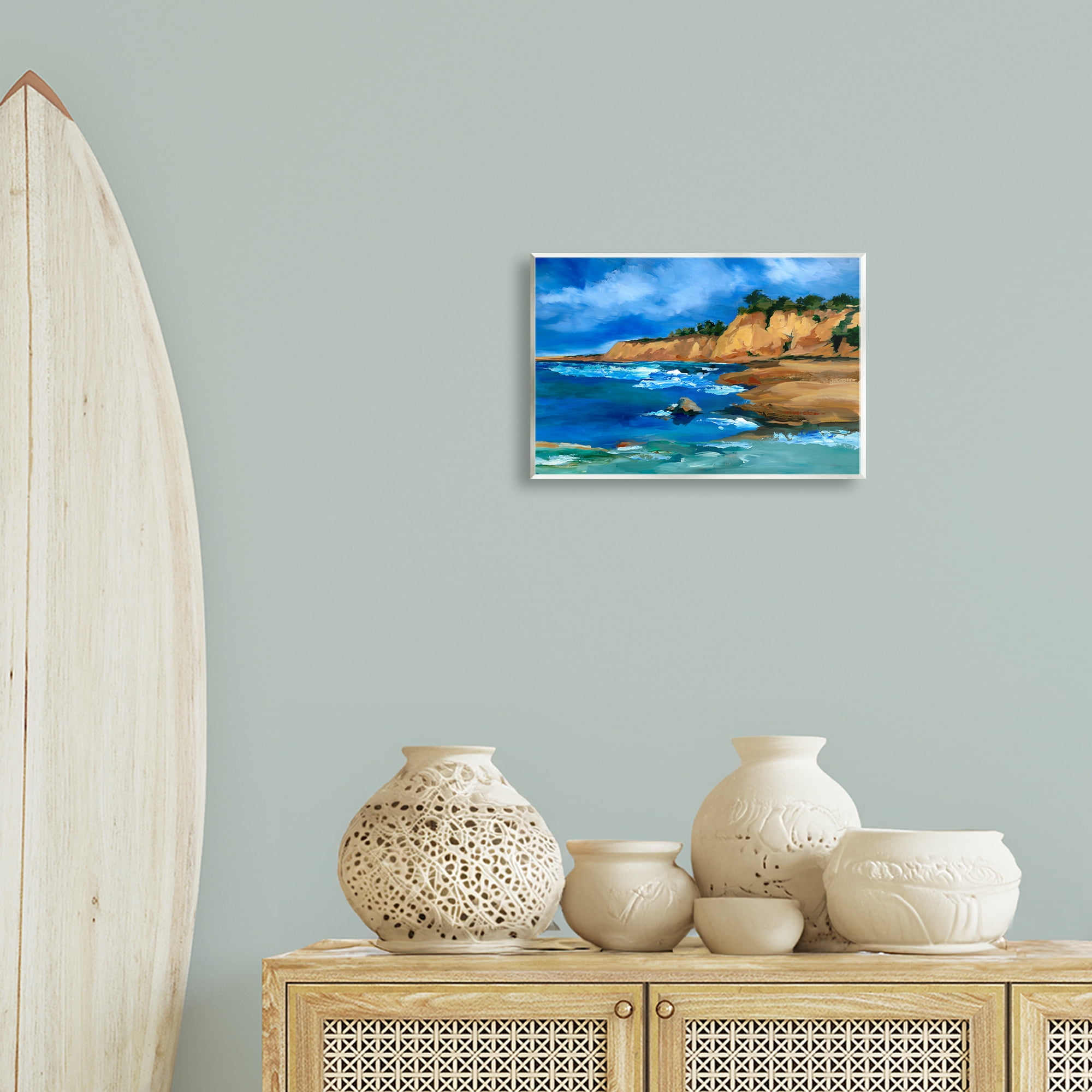 Stupell Industries Beachside Cliffs Landscape Landscape & Nature Painting Unframed Art Print Wall Art, 15 x 10