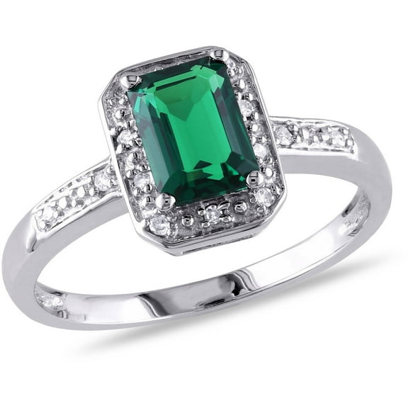 Everly Women's Created Emerald 10k White Gold Ring