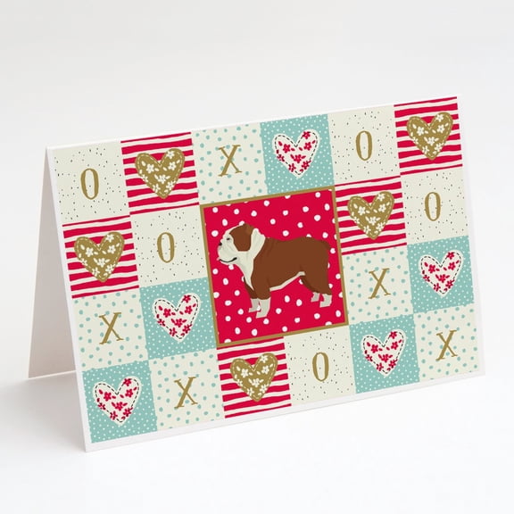 English Bulldog Love Greeting Cards and Envelopes Pack of 8