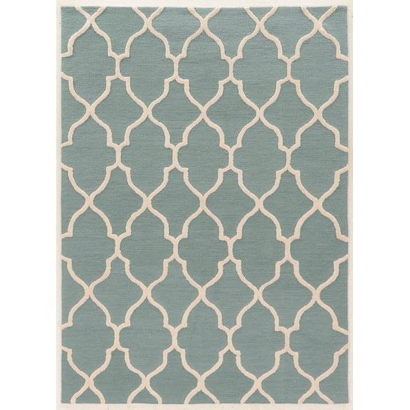 Trio 5' x 7' Geo Hand Tufted Rug in Turquoise