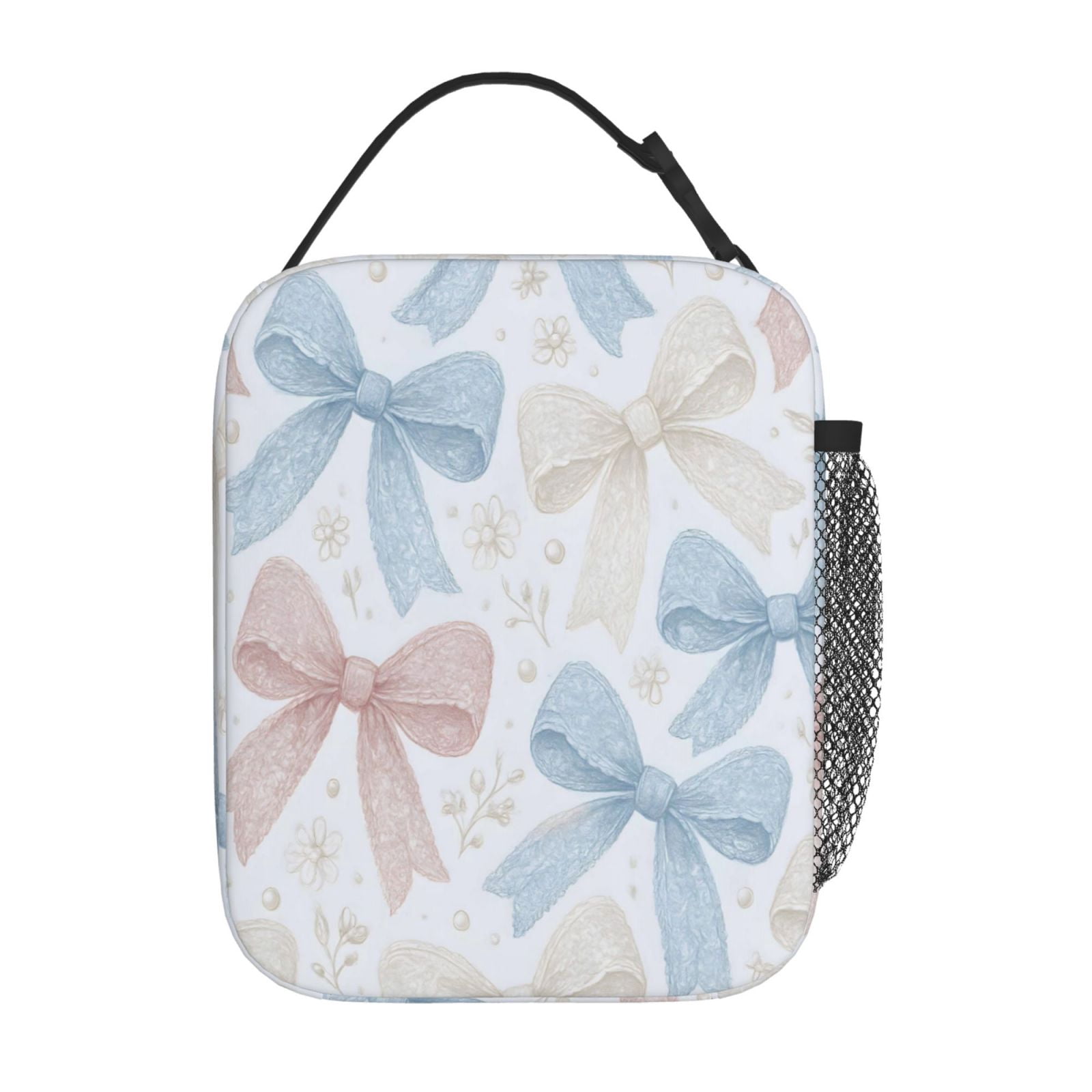 Lunch Bag For Women Men Insulated Portable Lunch Box Bento Box Office Picnic Travel Cooler Bag Romantic Vintage Lace Ribbon Bow Pattern
