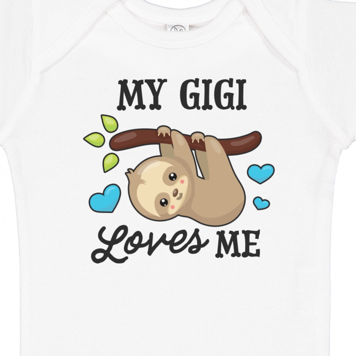 Inktastic My Gigi Loves Me with Sloth and Hearts Boys or Girls Baby Bodysuit