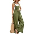 thumbnail image 5 of Cre-Heaven Women Casual Bib Pants Khaki Loose Long Wide Leg Jumpsuits Baggy Cotton Rompers Overalls with Pockets,Women's Cotton Linen Casual Summer Bib Pant, 5 of 5