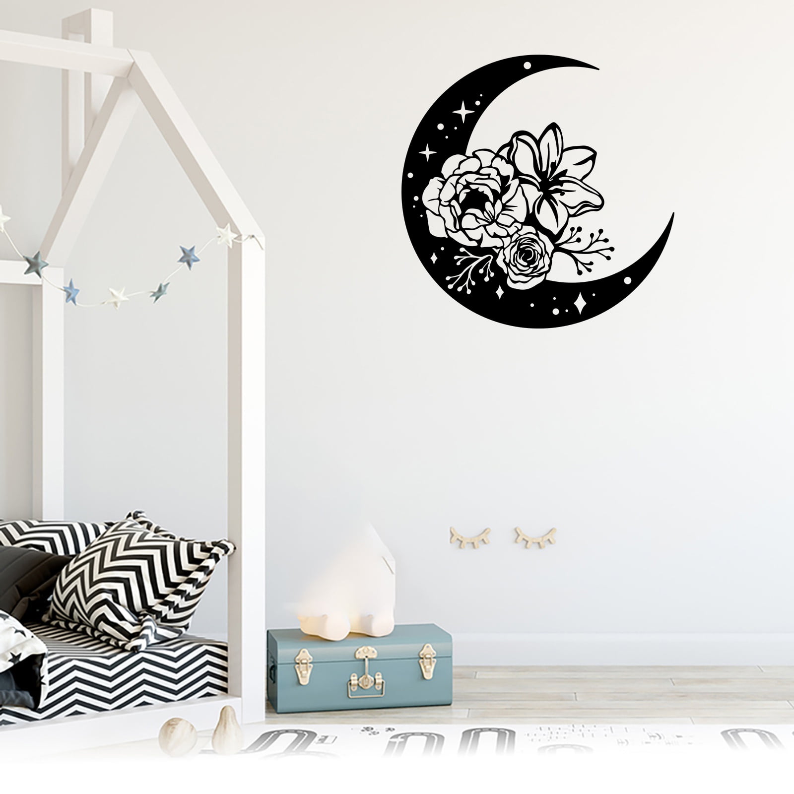 Moon Flower Metal Wall Art Decor Half Moon Wall Decor Moon Floral