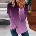 thumbnail image 2 of Idoravan Womens Sweatshirts Women's Fashion Gradient Color Printed Loose T-shirt Long Sleeves Blouse Round Neck Casual Tops Sweatshirt Purple, 2 of 5
