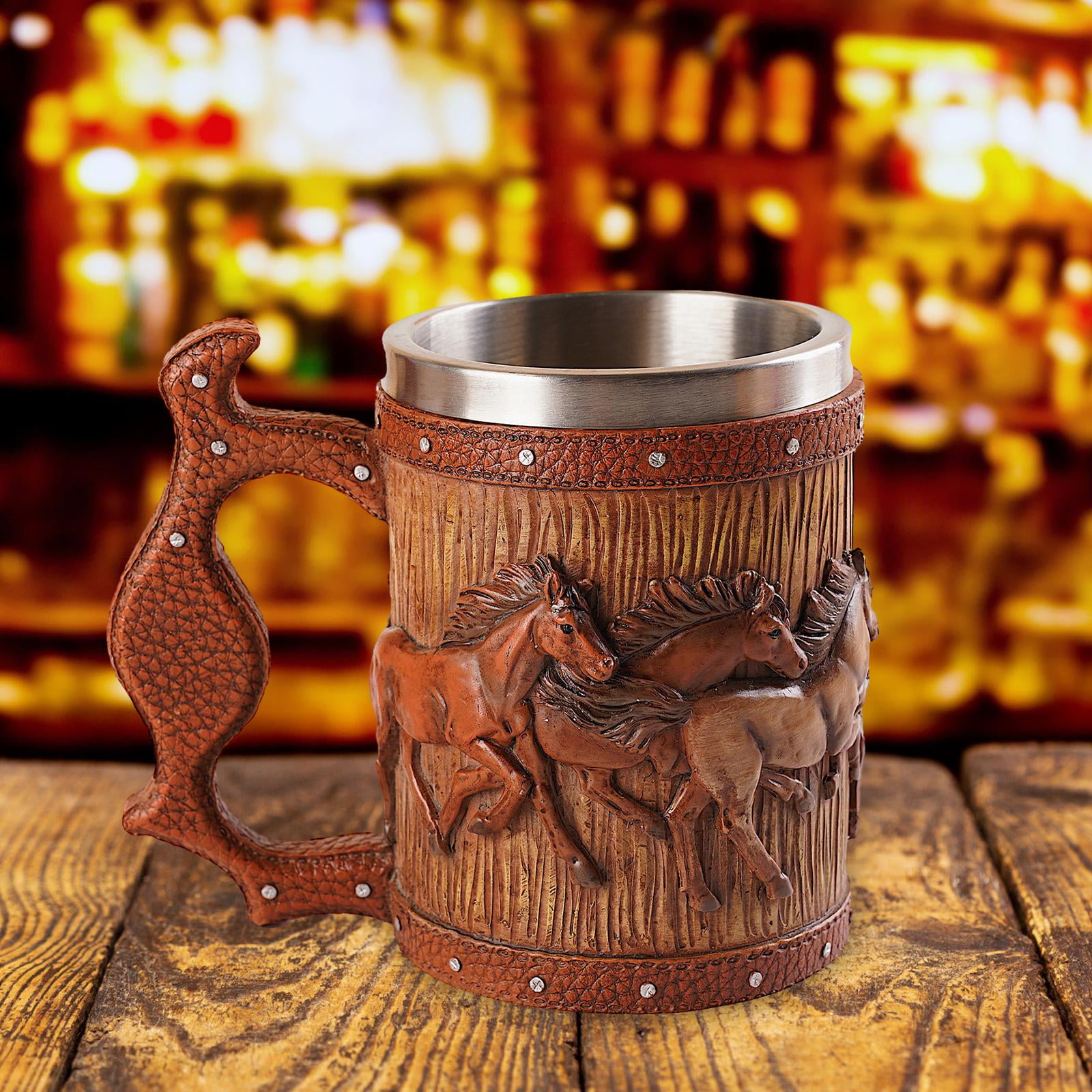 Simulation Wooden Barrel Beer Mug Resin Drinking Cup for Milk Hot Drink ...