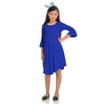thumbnail image 2 of Honey Vanilla Girls' Fit and Flare Midi Dress with Bell Sleeve and Easy Removable Label Royal Blue Medium 7-8 Years, 2 of 4