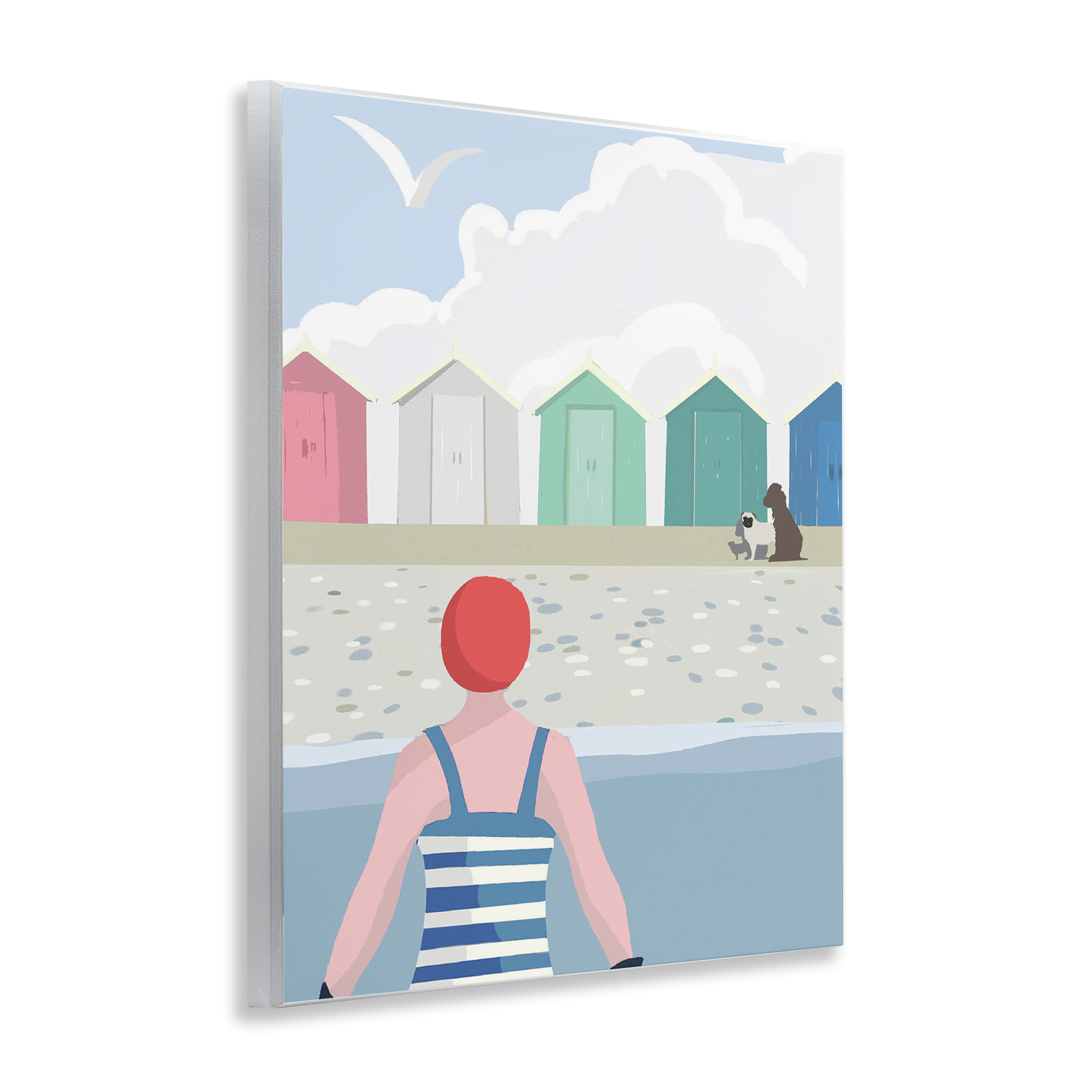 Stupell Industries Beach Huts View Nautical & Beach Painting Unframed Art Print Wall Art, 11 x 14