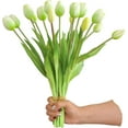 thumbnail image 3 of 10 PCS Artificial Tulip Flowers Real Touch Tulips Artificial Plastic Flower Fake Bouquet Table Arrangements Gift for Home Office Party Wedding Birthday Garden Store Decoration (White), 3 of 18