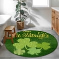 thumbnail image 3 of Round Rug 4Ft Washable Non-Slip, Happy St Patrick's Day Circle Area Rugs for Living Room Bedroom, Lucky Shamrocks Farmhouse Green Leaf Indoor Floor Mats Carpet Runner for Home Decor Aesthetic, 3 of 8