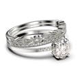 thumbnail image 2 of Beautiful Unique Art Deco 2.50 Carat Oval Cut Diamond Moissanite Engagement Ring, Wedding Ring, Two Matching Band in 925 Sterling Silver With 18k White Gold Plating Gift For Her, 2 of 4