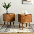 thumbnail image 6 of Modern End Table Charging Station Hidden 2 Drawers Wooden Table Set of 2 Living Room, Acorn, 6 of 10