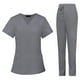 thumbnail image 3 of Uniformes de enfermería, conjunto quirúrgico, ropa de trabajo de enfermería, camiseta de enfermería, pantalones, uniforme médico femenino Gris L, 3 of 9