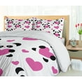 thumbnail image 5 of Ambesonne Cartoon Duvet Cover Set, Love Pandas Hearts, 2-Calking, Fuchsia Black White, 5 of 7