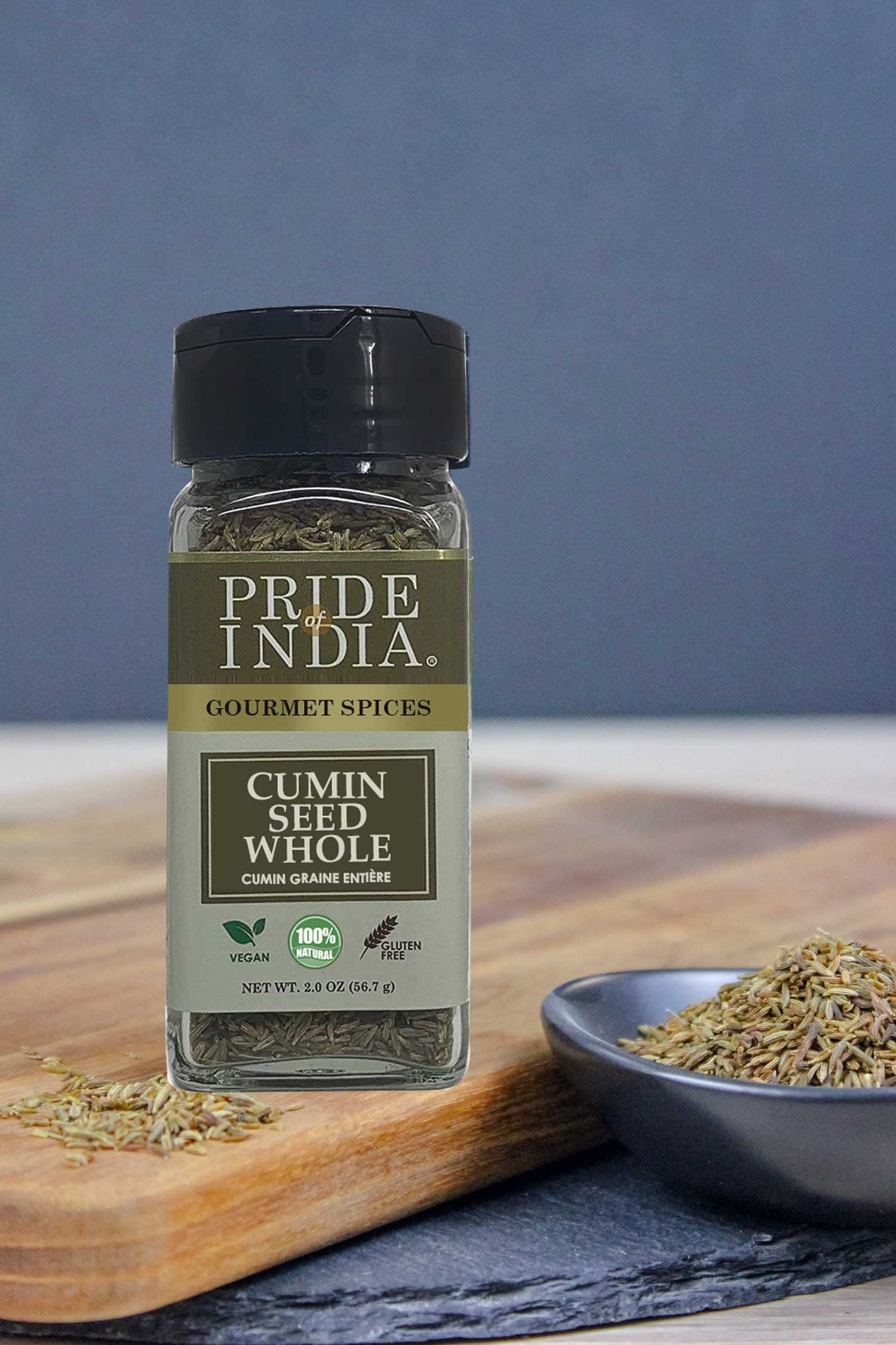 Pride of India - PACK of 6 - Cumin Seed Whole – Gourmet Indian Spice – Excellent for Culinary Uses – Fresh and Quality Seeds – Adds Flavor & Aroma – Easy to Use – 2 oz. Small Dual Sifter Bottle