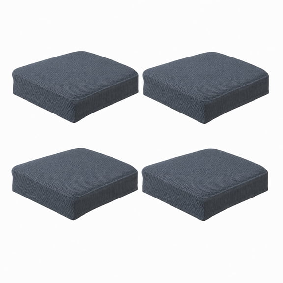4 Pack Gray Stretch Dining Chair Seat Covers, Jacquard Slipcovers, Elastic Removable Chair Protectors for Dining Room